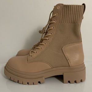 NWOT Aldo nude sock combat boots